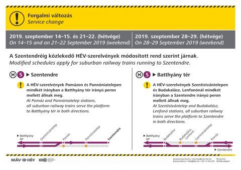 A H5 Os Hev Modositott Menetrend Szerint Jar Harom Szeptemberi Hetvegen Mav Hev Hu