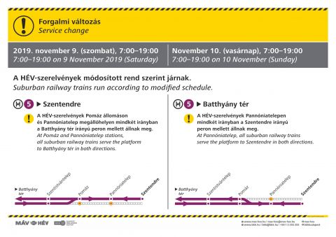A H5 Os Hev Modositott Menetrend Szerint Jar November 9 En Es 10 En Mav Hev Hu