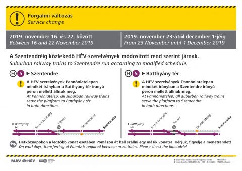 Valtozik A H5 Os Hev Kozlekedese November 16 Atol December 1 Jeig Mav Hev Hu